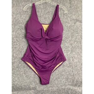 Swimsuits For All Purple Twist-Front One-Piece Swimsuit